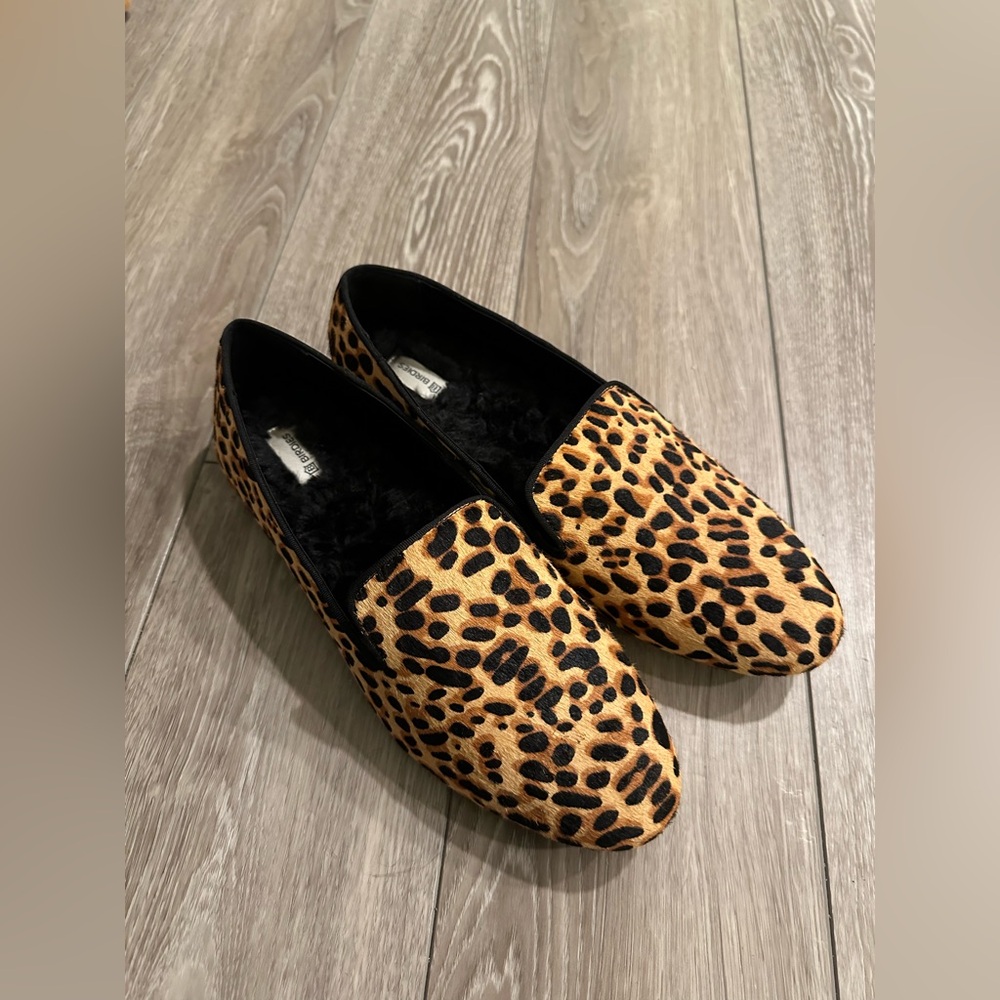 Birdies Leopard-Print Quilted Loafers in Tan and Black